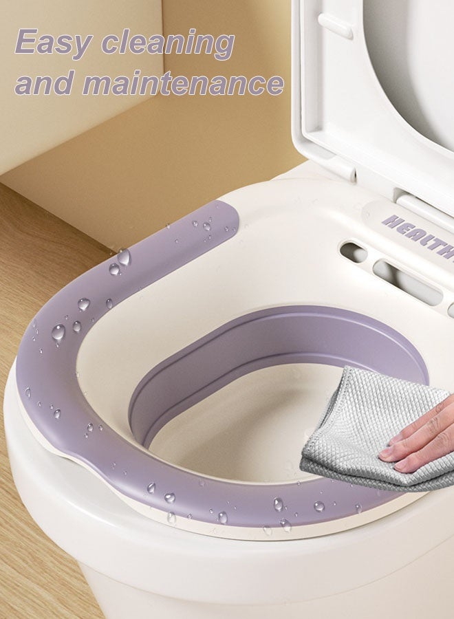 Hanayo حمامات Sitz لمقعد المرحاض بيديت حمامات Sitz للعناية بعد الولادة مع شطف للنساء الحوامل بيديت قابلة للطي للبالغين والأطفال بيديت سفر حوض نقع (بنفسجي) - Image 3