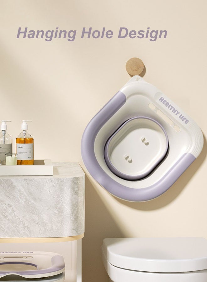 Hanayo حمامات Sitz لمقعد المرحاض بيديت حمامات Sitz للعناية بعد الولادة مع شطف للنساء الحوامل بيديت قابلة للطي للبالغين والأطفال بيديت سفر حوض نقع (بنفسجي) - Image 4