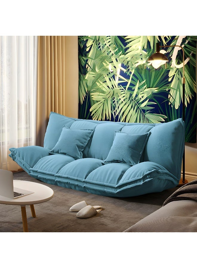 Comfynest Comfynest Contemporary Tight Back Convertible Sleeper Sofa with Fabric Armless Sofa - Light Blue, 160.02 x 104.14 x 50.8 cm  - Image 1