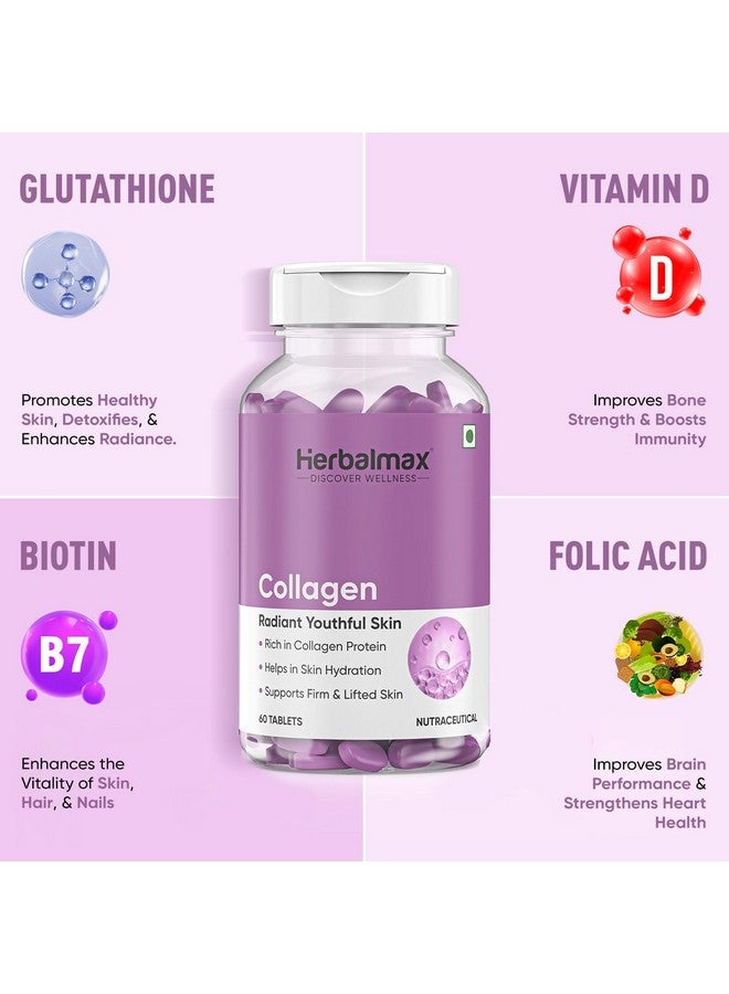 Herbal Max أقراص مكمل الكولاجين النباتي هيربال ماكس - 60N لدعم البشرة المتألقة والشعر والمفاصل والأظافر والعظام | نوع الدعم 1، 2، 3 - (800 ملغ) | أقراص الكولاجين | مدعمة بالبيوتين و L جلاوتاثيون - Image 4