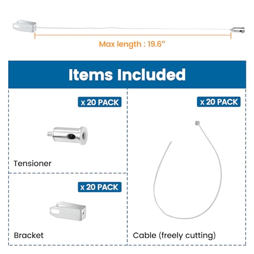 Muzata 20Pack 196 Drop Ceiling Hooks with Hanging Wire Set Installation Kit Hold Up to 50KG TA00 - Image 3