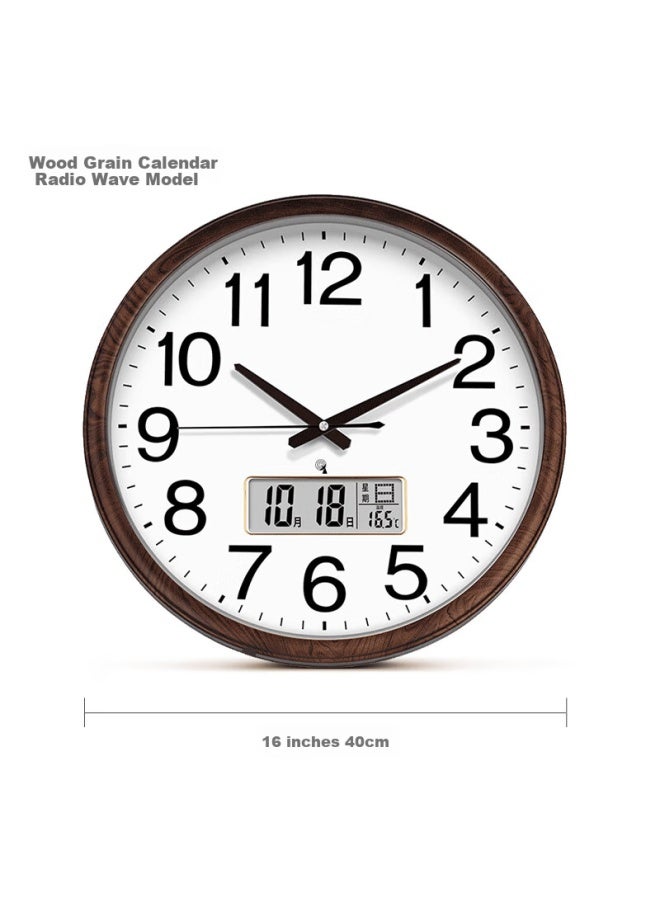 Timess Wall Clock Living Room Home Radio-controlled Clock Wall Calendar Temperature Clock Creative Wall Clock 41cm + 16 Inches - Image 1