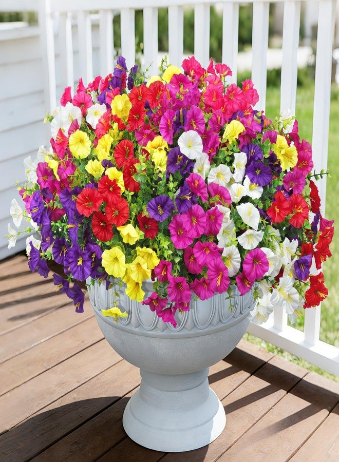 Roberly 12 Bundles Artificial Flowers for Outdoors Fake Silk Morning Glory Flowers with Eucalyptus Faux Plants UV Resistant Spring Summer Decoration for Garden Porch Yard Home Outdoor Decor, Mixed - Image 1