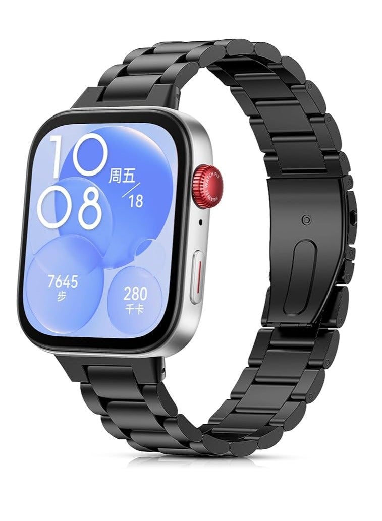 Metal Straps Compatible with Huawei Watch Fit Strap, Stainless Steel Wristband Replacement Watch Strap Bands Accessories Bracelet for Huawei Watch Fit - Image 1