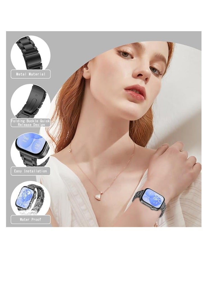Metal Straps Compatible with Huawei Watch Fit Strap, Stainless Steel Wristband Replacement Watch Strap Bands Accessories Bracelet for Huawei Watch Fit - Image 3