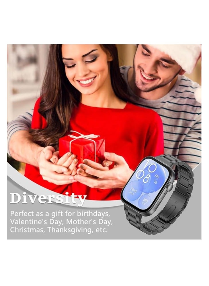 Metal Straps Compatible with Huawei Watch Fit Strap, Stainless Steel Wristband Replacement Watch Strap Bands Accessories Bracelet for Huawei Watch Fit - Image 4