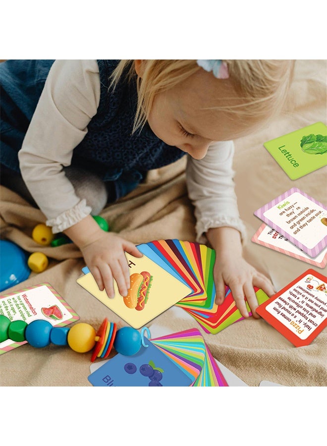 MXN 50 PCS Food Flashcards, Double-sided Bilingual Picture Cards with Real Images, Vocabulary Cards  Boost Early Learning Memory Cognitive Skills - Image 5