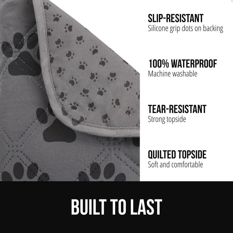 GORILLA GRIP Waterproof Couch Cover for Dogs, Gripped Slip Resistant Backing, Leak Proof Washable Dog Blanket Covers Sofa, Bed, Sectional, Crate, Car, RV Seats, Pet Puppy Essentials, 30x70 Gray Paw - Image 2