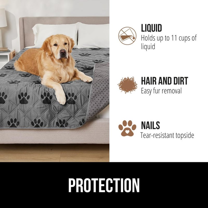 GORILLA GRIP Waterproof Couch Cover for Dogs, Gripped Slip Resistant Backing, Leak Proof Washable Dog Blanket Covers Sofa, Bed, Sectional, Crate, Car, RV Seats, Pet Puppy Essentials, 30x70 Gray Paw - Image 5