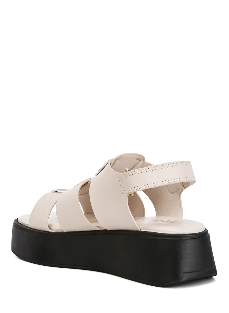 London Rag Velcro Gladiator Sandals in Bone