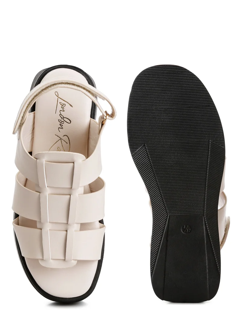 London Rag Velcro Gladiator Sandals in Bone