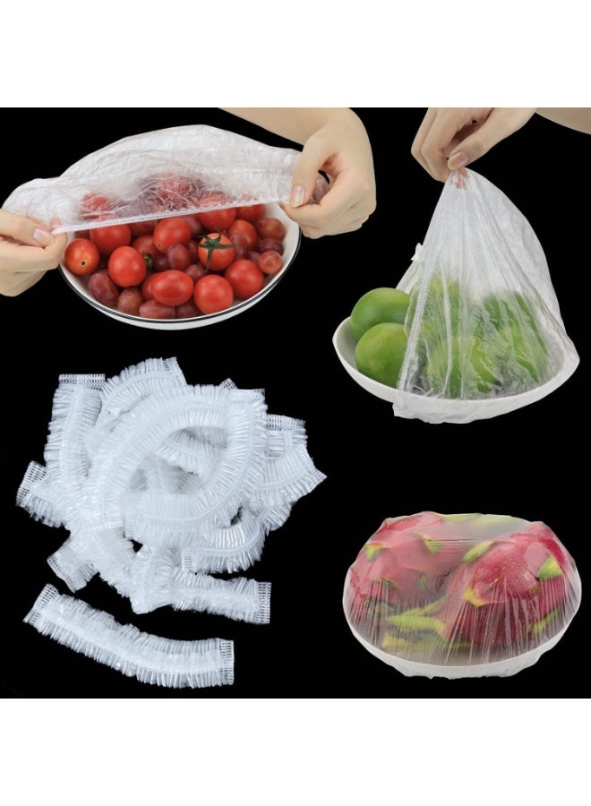 200 Pcs Elastic Food Storage Bowl Covers Reusable Stretch Plastic Wrap Fresh Keeping Bags for Kitchen Bowls Plates Dishes Bread Proofing Sourdough Baking Rising Food Covers Adjustable Sealing Lids for Leftovers Meal Prep Fruit Preservation Outdoor Picnic Household Universal Bowl Covers - Image 1