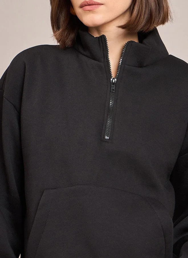 ساسافراس بلوزة نسائية سوداء بياقة عالية