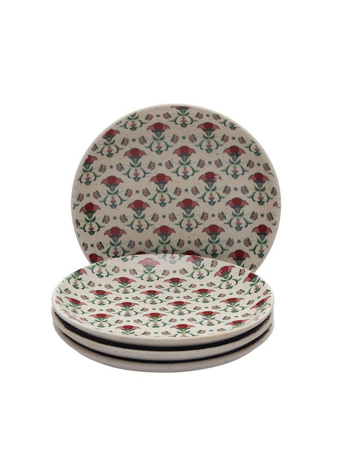 miah decor Miah Décor Handcrafted Floral Stoneware Quarter/Side Plates -Set of 4; Microwave & Dishwasher Safe; Multicolour Matte Finish Plates, Dia-7"(MD-270) - Image 2