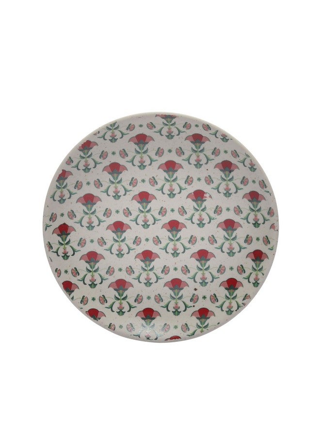 miah decor Miah Décor Handcrafted Floral Stoneware Quarter/Side Plates -Set of 4; Microwave & Dishwasher Safe; Multicolour Matte Finish Plates, Dia-7"(MD-270) - Image 4