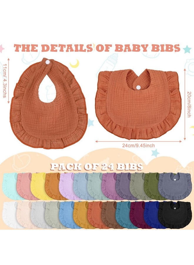 Chitidr 24 Pcs Muslin Baby Bibs Unisex Soft Muslin Drool Bibs Adjustable Baby Bandana Bibs Lap Shoulder Absorbent Teething Bibs for Baby Newborn Infants Toddlers Drooling Eating - Image 2