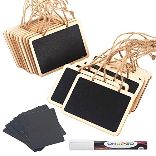 ONUPGO Mini Erasable Chalkboards, 20 Pack Wooden Hanging Labels, Price & Message Tags, Party Event Decorations - Image 1