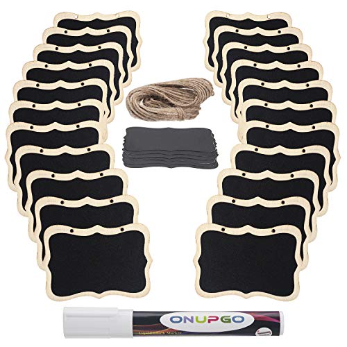 ONUPGO Mini Erasable Chalkboards, 20 Pack Wooden Hanging Labels, Price & Message Tags, Party Event Decorations - Image 2