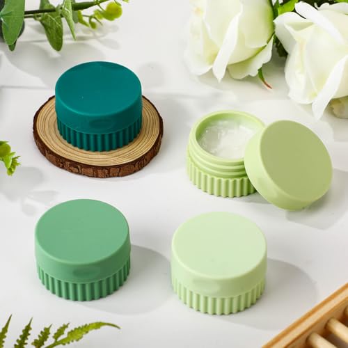 Maxcheck 4 Pcs Travel Containers for Toiletries 0.68 Oz/20 ml Small Silicone Cream Jar with Lid Mini Leakproof Lotion Jar Refillable Travel Cosmetic Container for Face Body Skin Cream (Green Color) - Image 2
