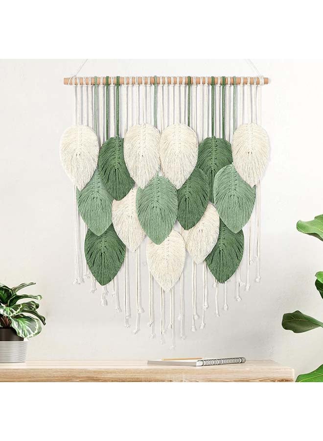 انتيكيانو ريشة مكرمية للتعليق على الحائط بتصميم اوراق شجر بوهو مصنوع يدويا 74x59 - Image 1