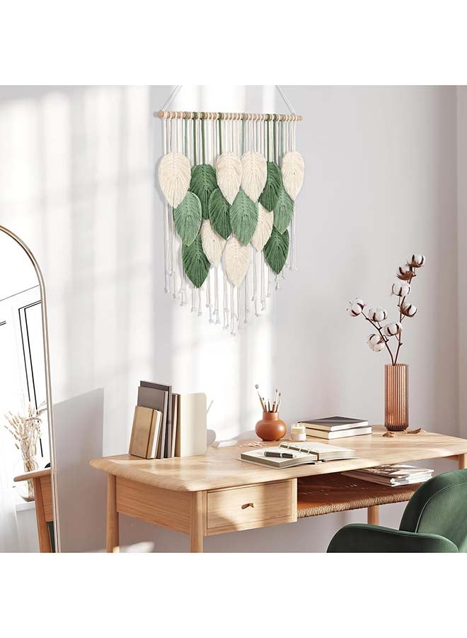 انتيكيانو ريشة مكرمية للتعليق على الحائط بتصميم اوراق شجر بوهو مصنوع يدويا 74x59 - Image 2