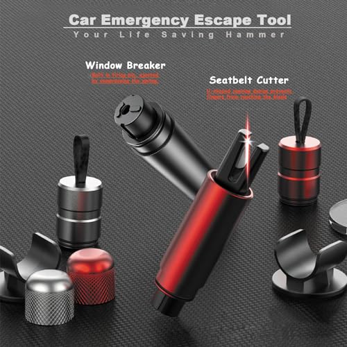 ACEBON 2-in-1 Emergency Car Escape Tool - Spring-Loaded Window Breaker & Seatbelt Cutter, Compact Lifesaver for Families, Portable Keychain Design (Red) - Image 3