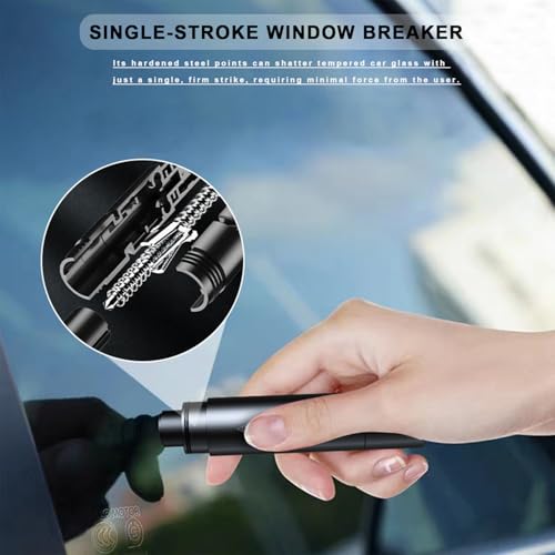 ACEBON 2-in-1 Emergency Car Escape Tool - Spring-Loaded Window Breaker & Seatbelt Cutter, Compact Lifesaver for Families, Portable Keychain Design (Red) - Image 4