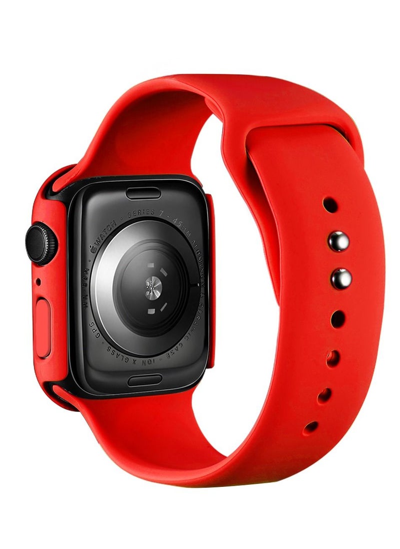 GULFLINK - Silicone Watchbands 200mm Length with Protective Case Cover for Apple iWatch 7 41mm - Image 1