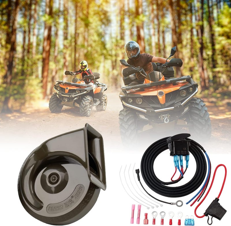 AOLIHAN طقم بوق عربة الغولف مع مفتاح روكر LED أزرق وأسلاك لـ ATV UTV Club Car EZGO Yamaha، Polaris RZR Ranger، سايد باي سايد، General، Honda Pioneer Talon - Image 2