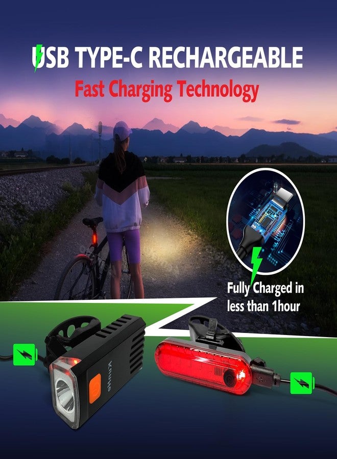 كونهي مجموعة من 8 مصابيح أمامية قابلة لإعادة الشحن من KunHe بمنفذ USB-C لركوب الدراجات ليلاً للرجال والنساء والأطفال، 3 أوضاع إضاءة تُستخدم كمؤشر أمان لألواح التزلج وعربات الأطفال والكراسي المتحركة - Image 5