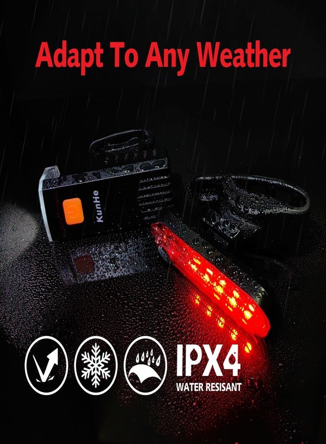 كونهي مجموعة من 8 مصابيح أمامية قابلة لإعادة الشحن من KunHe بمنفذ USB-C لركوب الدراجات ليلاً للرجال والنساء والأطفال، 3 أوضاع إضاءة تُستخدم كمؤشر أمان لألواح التزلج وعربات الأطفال والكراسي المتحركة - Image 4