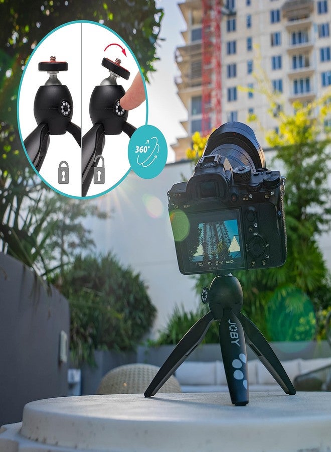 جوبي حامل ثلاثي القوائم JOBY HandyPod 2، يُوضع على سطح الطاولة برأس كروي، حامل ثلاثي القوائم محمول باليد، حامل ثلاثي القوائم للهواتف الذكية وكاميرات الحركة والكاميرات عديمة المرآة أو الأجهزة التي يصل وزنها إلى 1.0 كجم (2.2 رطل)، أسود - Image 4