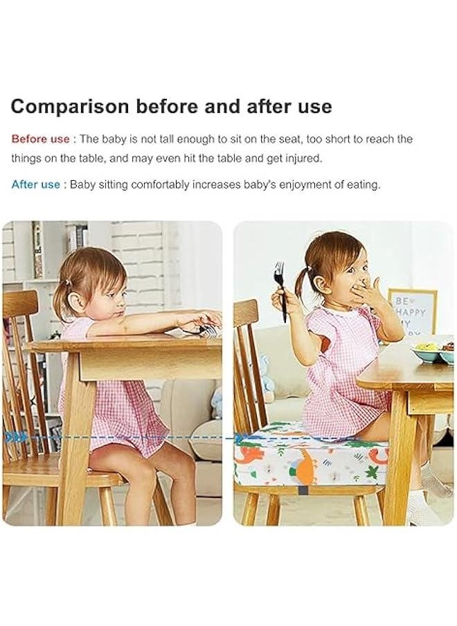 HOOKOR Toddler Booster Seat Dining, Washable 2 Straps Safety Buckle Kids Booster Seat for Dining Table, Portable Travel Increasing Cushion (White)  - Image 5