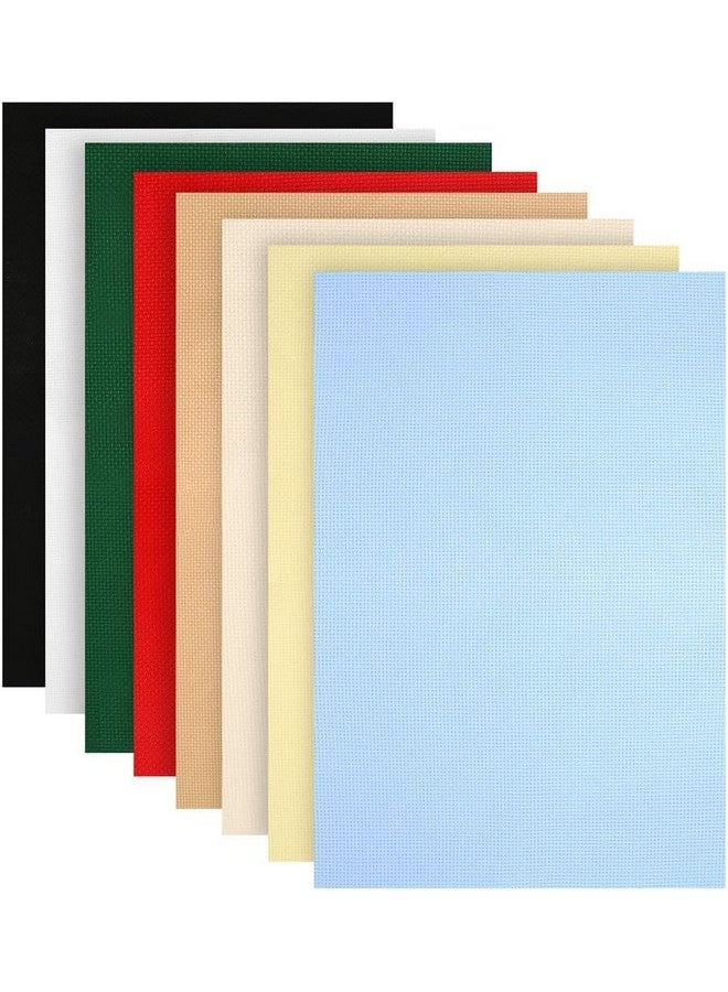 Caydo 8 Pieces Aida Cloth 8 Color 14 Count Classic Reserve Cross Stitch Fabric 12 By 18 Inch - Image 1