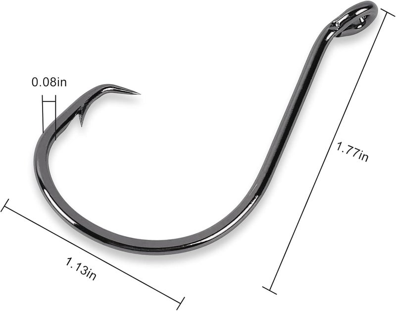UCEC Circle Hooks Fishing Hooks 2X Strong Offset Circle Hooks Saltwater Black High Carbon Steel Octopus Catfish Fishing Hooks Fishing Gear Tackle 150pcs/ 240pcs - Size:#1 1/0 2/0 3/0 4/0 5/0 6/0 8/0 - Image 4