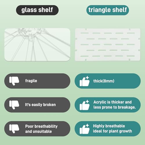 starEEl Acrylic Shelves for IKEA Cabinets - 8mm Thick Clear Acrylic Plant Shelf for Greenhouse Cabinet, Compatible with IKEA Milsbo Tall Greenhouse Cabinet - 3 Pack Corner Shelves Set - Image 5