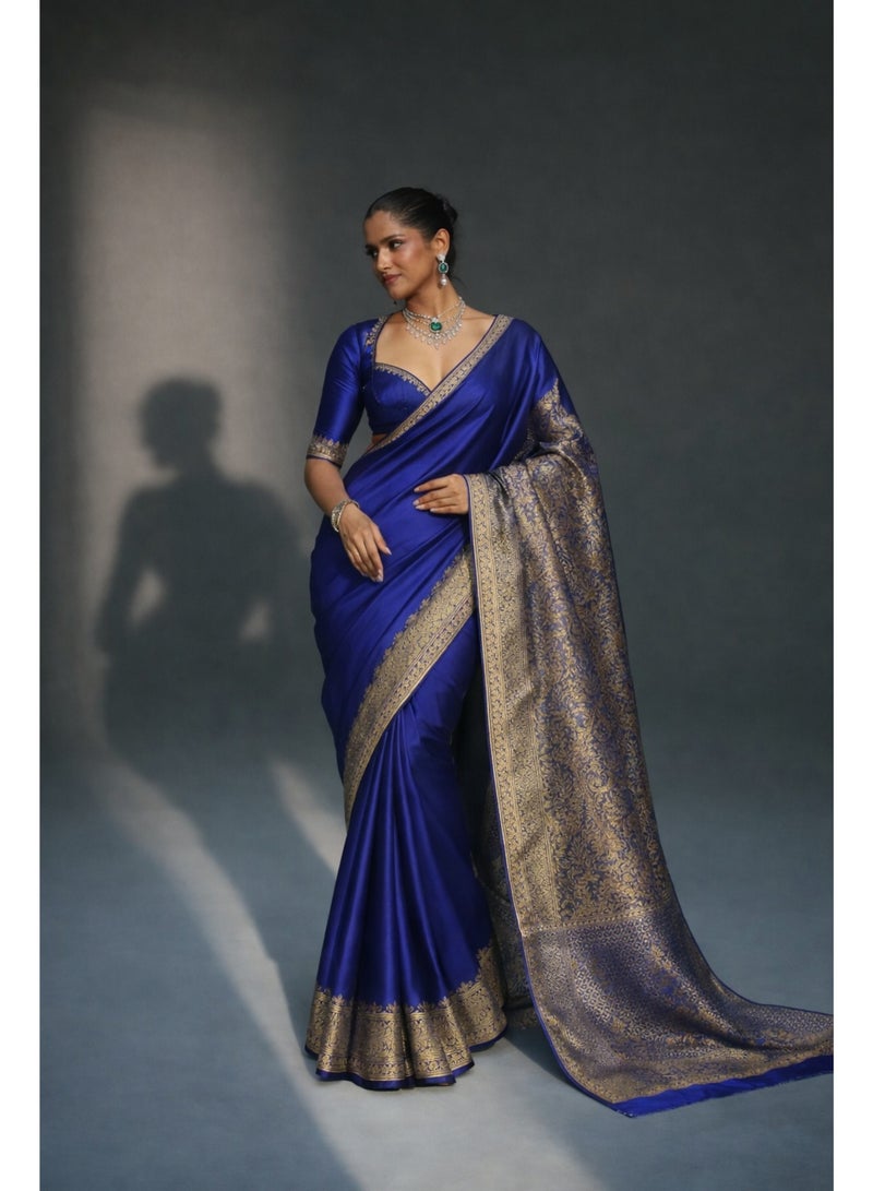 Royal Blue Banarasi Silk Saree