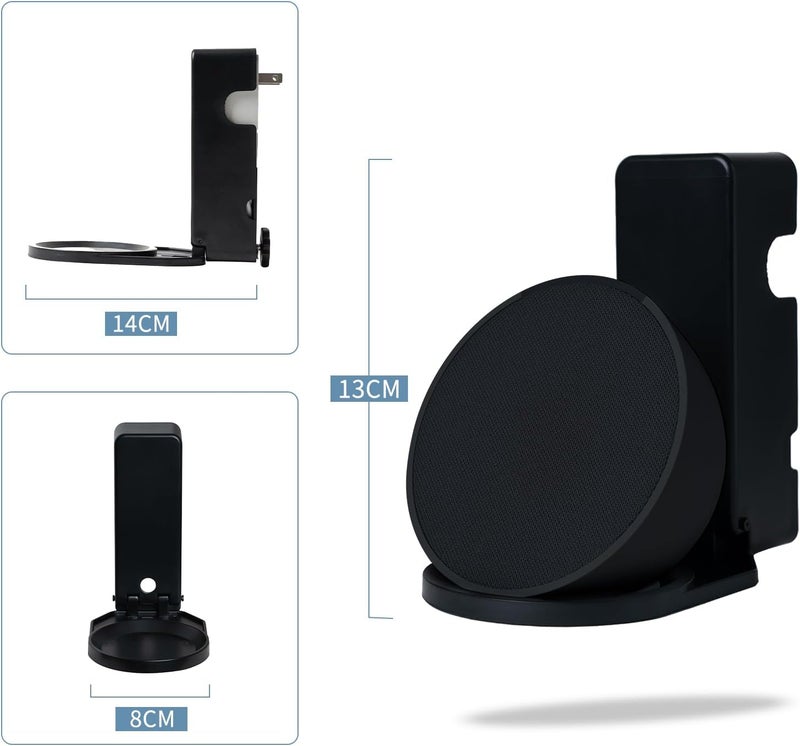 shinar Wall Mount Holder for Echo Pop, Outlet Hanger Stand for Echo Pop with Cable Management, Premium Space-Saving Stand Hanger Wall Holder for Echo Pop Black - Image 2
