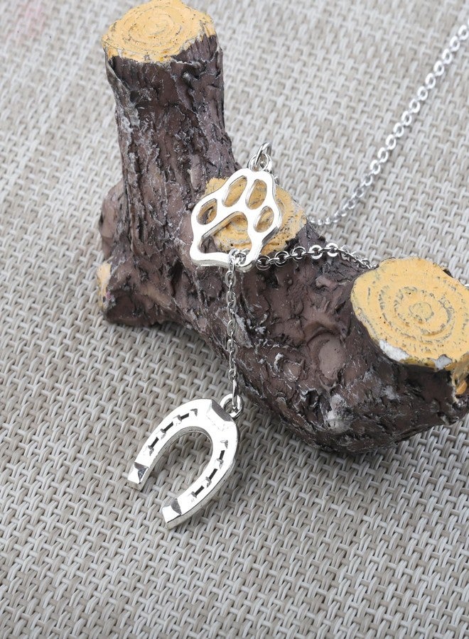 FAADBUK Dog Lover Gift Horse Jewellry Chains Paw Horseshoe Pendent Dog Paw Charm Lariat Y Necklace for G-irl (Horseshoe Dogpaw Y NE) - Image 4