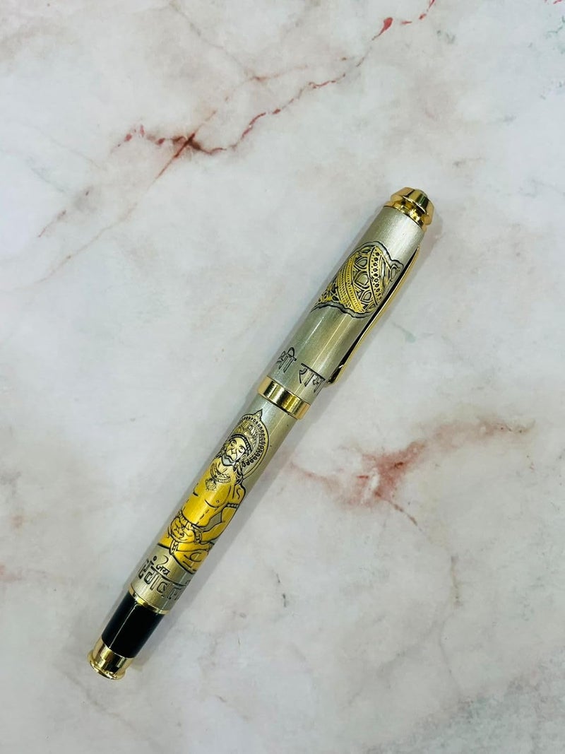 Yani Shree Hanuman Bajrangbali Pen I Luxury Gold Metal Roller Ball Pen | Premium Writing Instrument | Refillable German Jotter | Spiritual Gift | Office Supplies | Desk Accessory | Signature Pen - Image 4