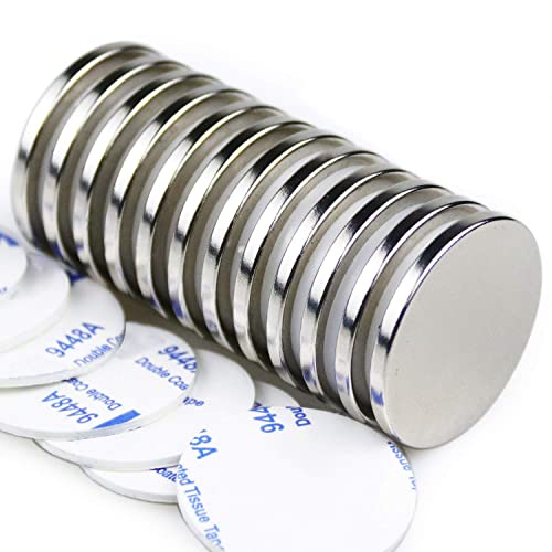 LOVIMAG Strong Neodymium Disc Magnets, Rare Earth Magnet with Double-Sided Adhesive for Fridge, DIY, Building, Scientific, Craft, and Office Magnets - 1.26 inch x 1/8 inch, Pack of 12 - Image 1