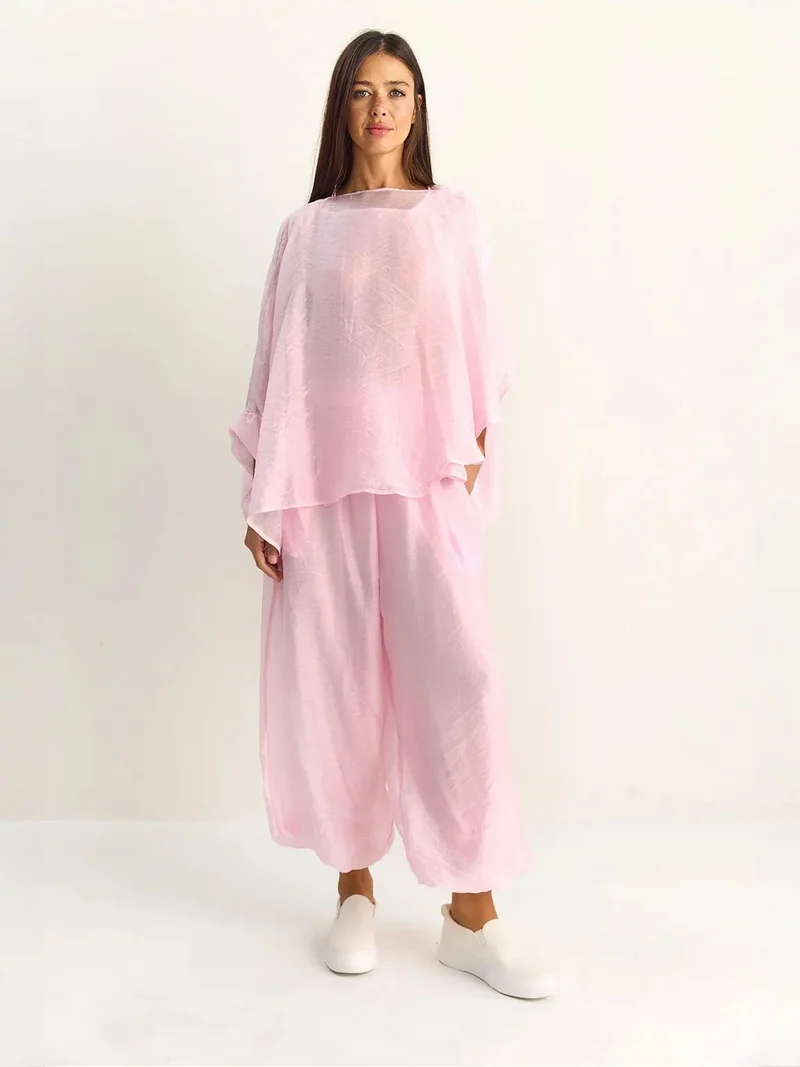بيانكو لوتشي LUCCI High Waist Wide Leg Two-Piece Co-ord Set