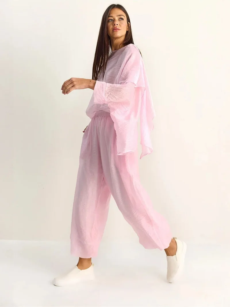 بيانكو لوتشي LUCCI High Waist Wide Leg Two-Piece Co-ord Set