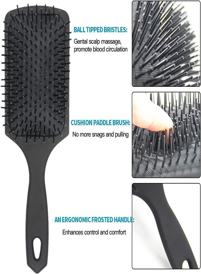 Aozzy 8Pcs Curly Hair Brush Set, Hair Brushes for Women, Round Brush for Blow Drying, Paddle Brush, Fit for Detangling Wet Long Thick Hair, Spray Bottle for Curly Wavy Hair, Family Daily Care（Black） - Image 4