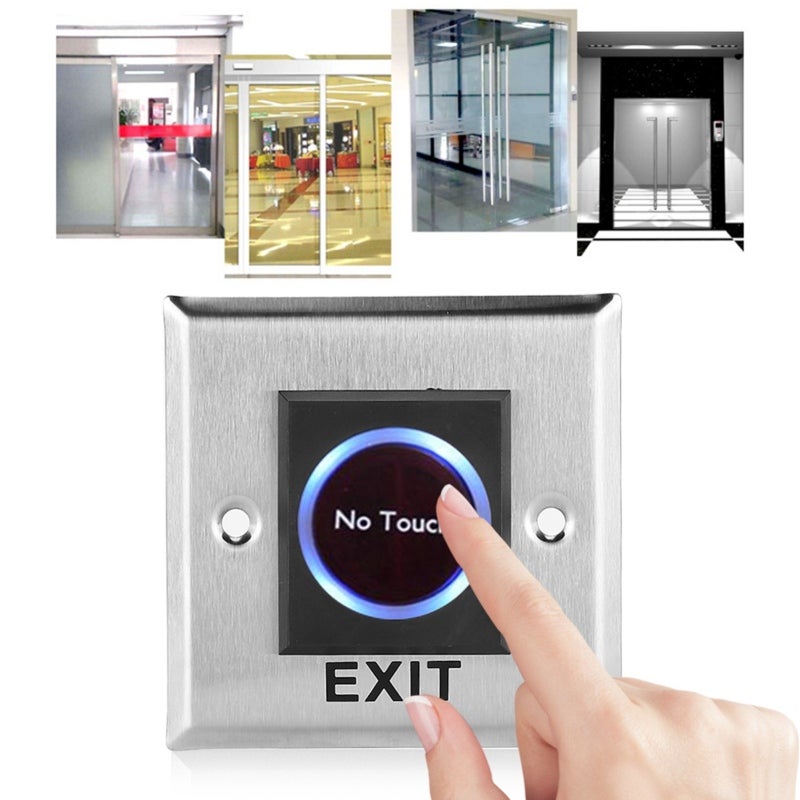 Infrared Sensor Switch: Stainless Steel Plate, Blue Backlight Touch-free Operation - Infrared Optical Technology Exit Sensor Switch for Access Control Systems, Commercial Buildings, Public Facilities - Image 4