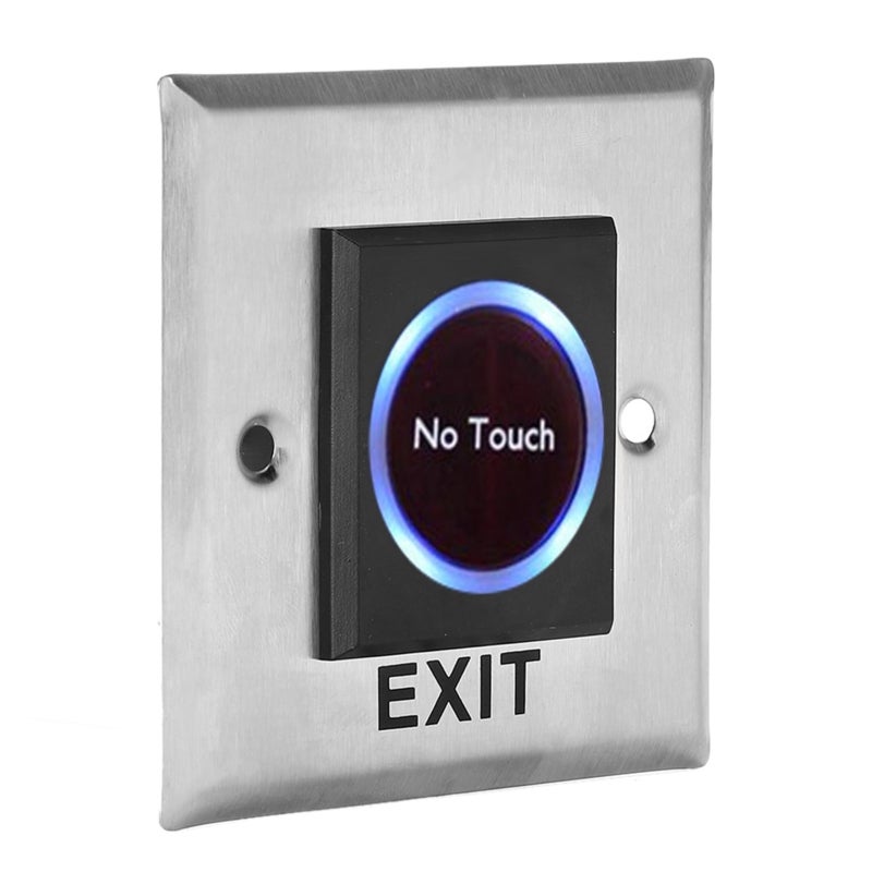 Infrared Sensor Switch: Stainless Steel Plate, Blue Backlight Touch-free Operation - Infrared Optical Technology Exit Sensor Switch for Access Control Systems, Commercial Buildings, Public Facilities - Image 1