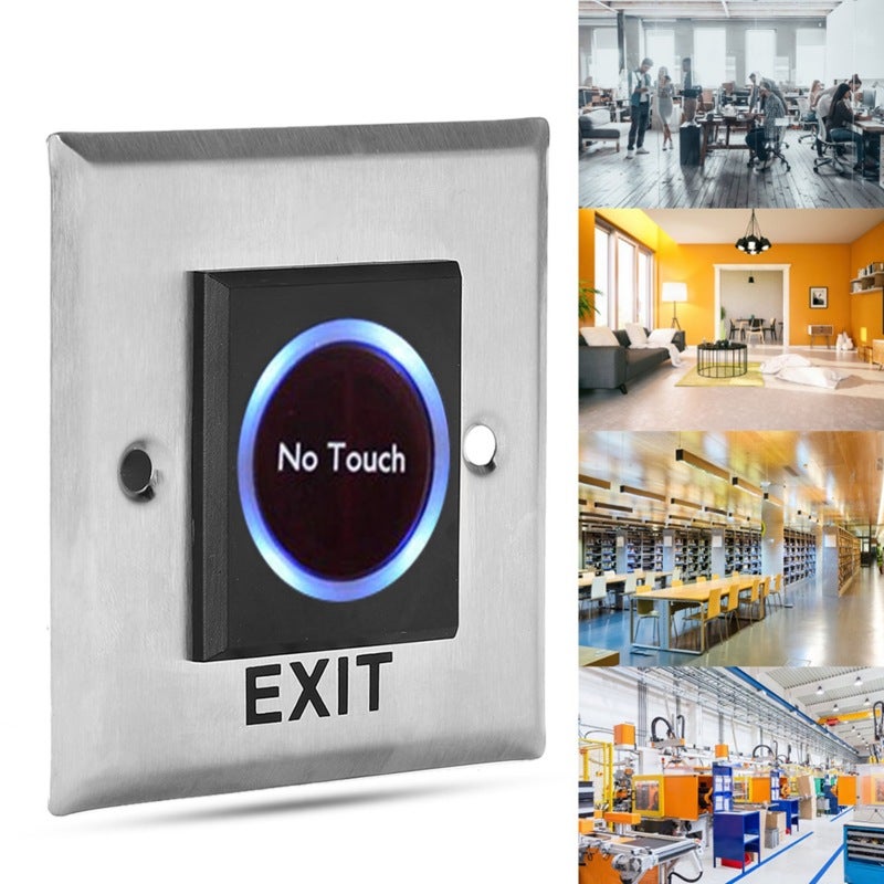 Infrared Sensor Switch: Stainless Steel Plate, Blue Backlight Touch-free Operation - Infrared Optical Technology Exit Sensor Switch for Access Control Systems, Commercial Buildings, Public Facilities - Image 5