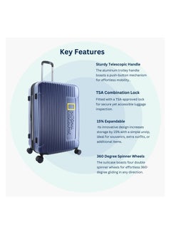 NATIONAL GEOGRAPHIC National Geographic Canyon ABS/PC Hardshell Luggage Set Metallic Blue, Durable Lightweight Expandable Anti-theft Zipper TSA Lock Travel Suitcase, 4 Double Wheel 3pcs Trolley Bag (20+24+28 Inch).  - Image 2