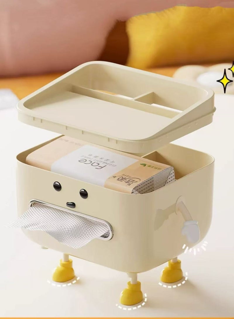 Multi-Function Tissue Box Holder with Remote Control Storage | Spring-Loaded Smooth Dispenser | Home Desktop Organizer | Universal Fit for All Tissues - Image 1