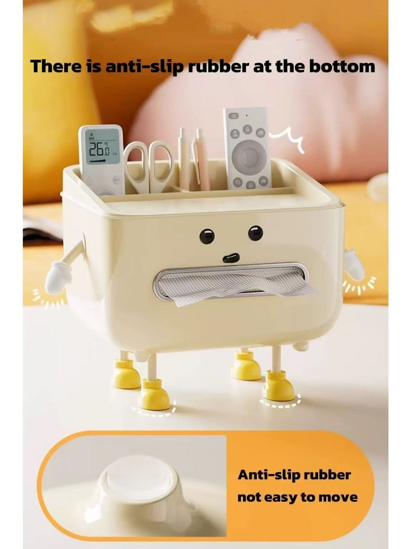 Multi-Function Tissue Box Holder with Remote Control Storage | Spring-Loaded Smooth Dispenser | Home Desktop Organizer | Universal Fit for All Tissues - Image 2